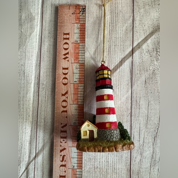 🐬 CLEARANCE ITEM: 4” Lighthouse Ornament with Gold Color Ribbon - Picture 10 of 10